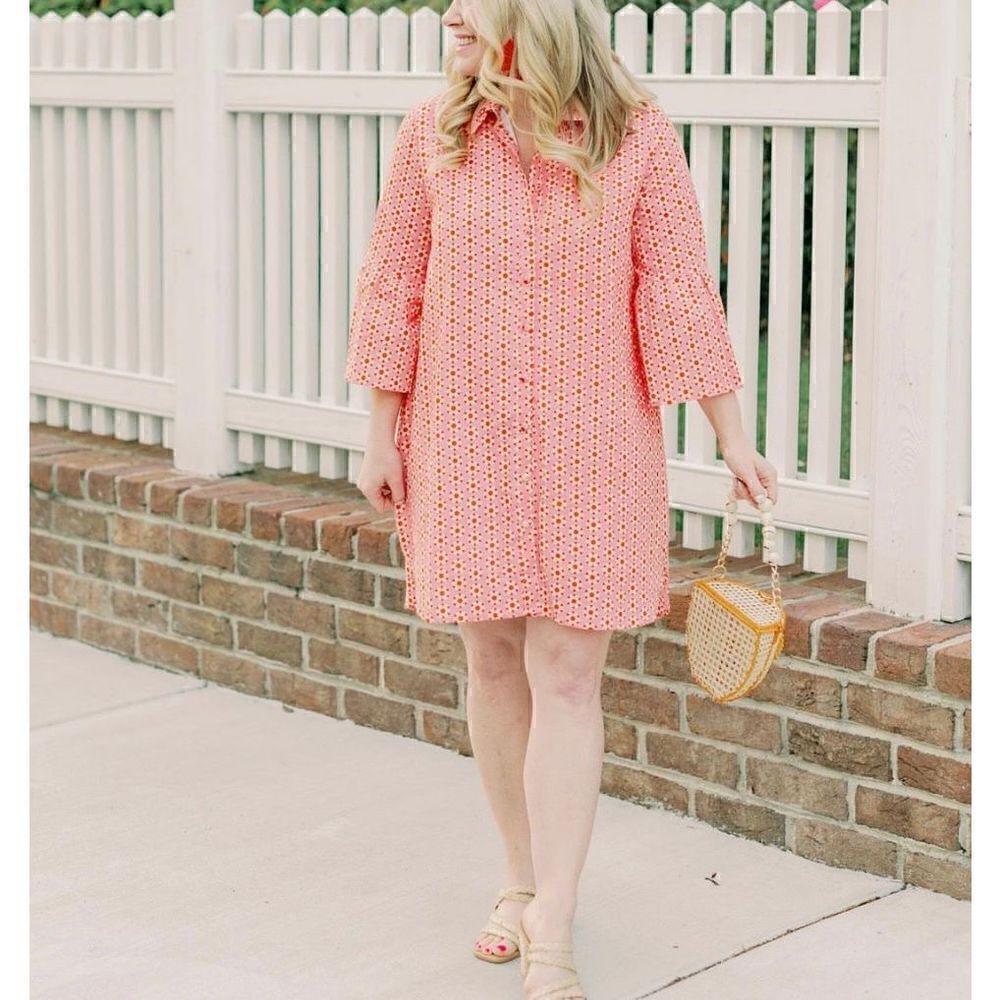 Victoria Dunn Shirt Dress Size XS Orange Floral